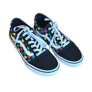 Vans Off The Wall Old Skool Checkered Sneakers Black Youth Size 4